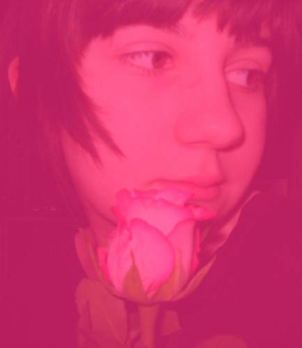 Girl with pink rose.