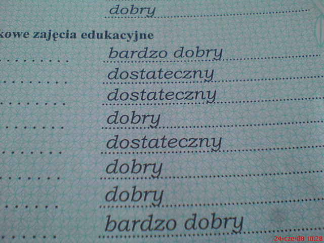 wiadectwo :O