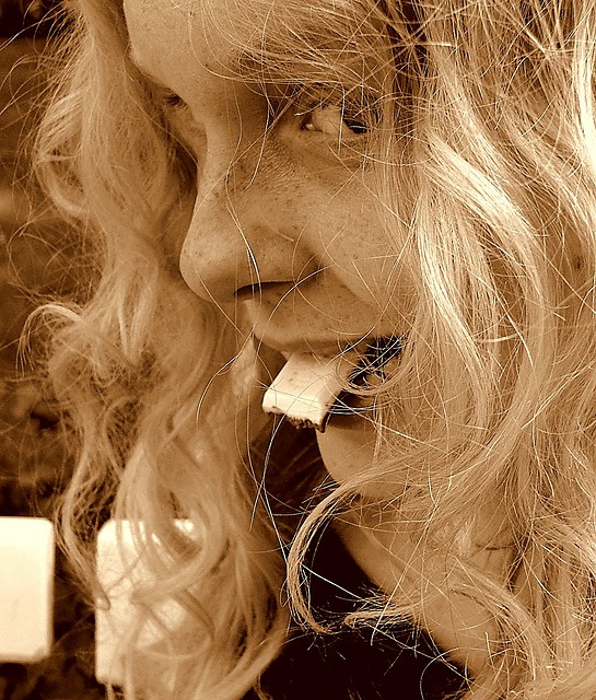 With curly hair