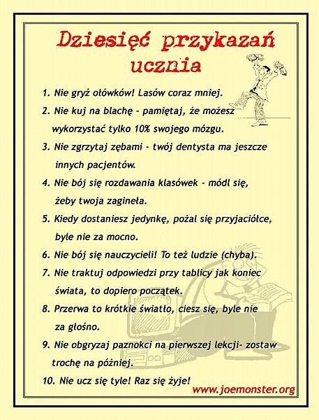 dziesiec przykazan ucznia :)