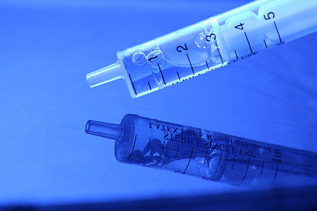 Blue syringe