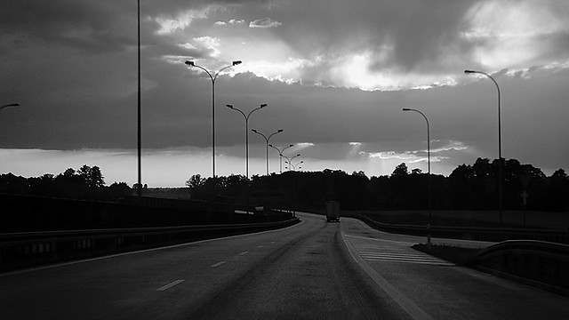 on the road. 