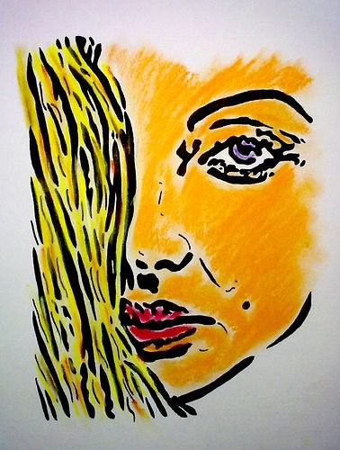 Portret, pastel na kartonie