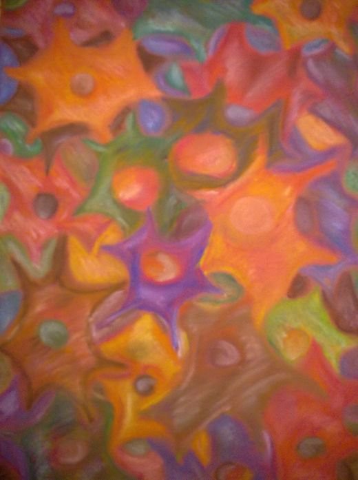 Gwiazdy, pastel na kartonie
