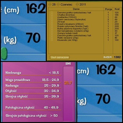 Dzie 1.Waga - 70kg, BMI 26,7