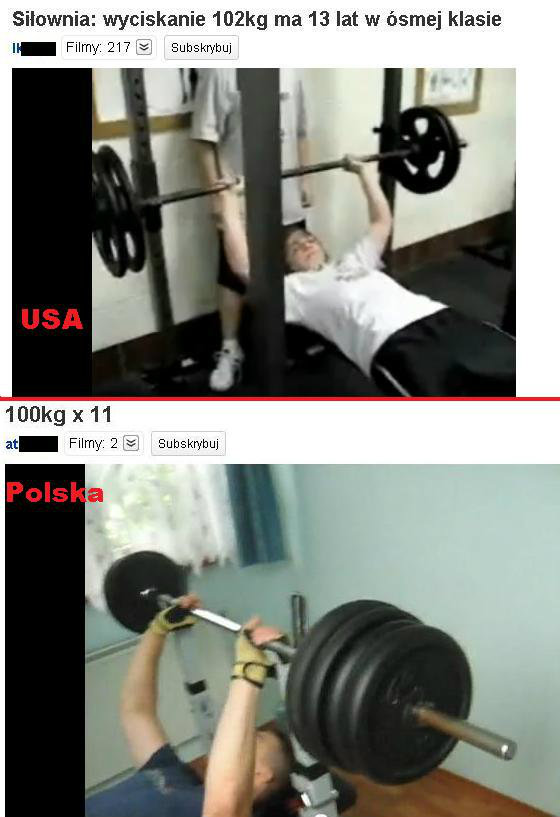 102kg w USA i 100kg w Polsce.