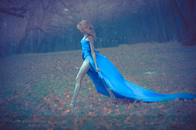 In blue