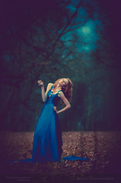 In blue