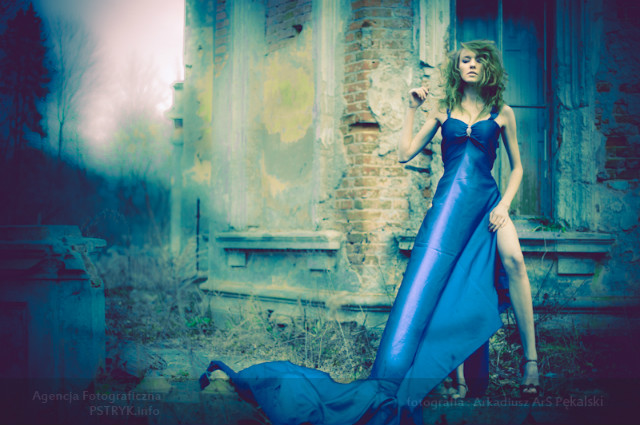In blue