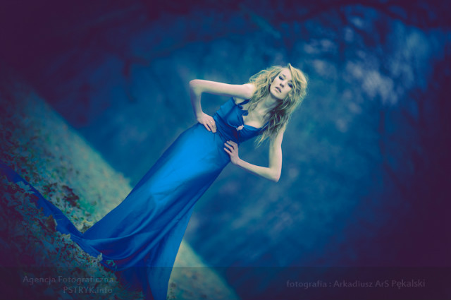 In blue