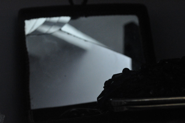 Broken window. 