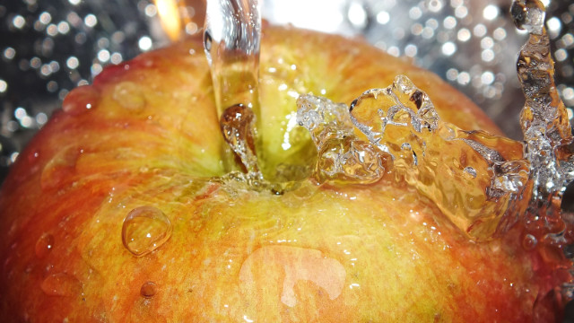 apple and water.
