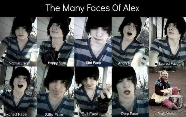 The many faces of Alex.