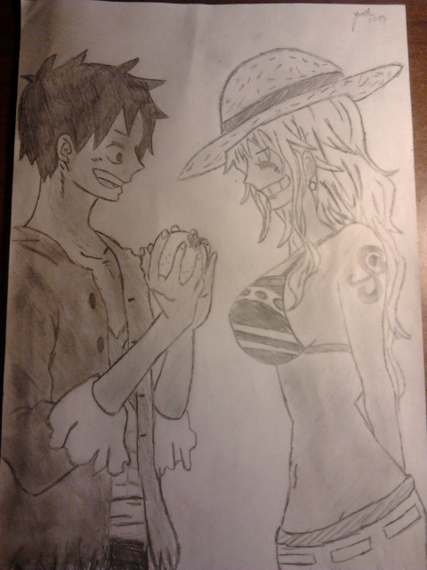 one piece (Nami and Luffy)