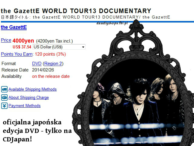 the GazettE WORLD TOUR13 DVD