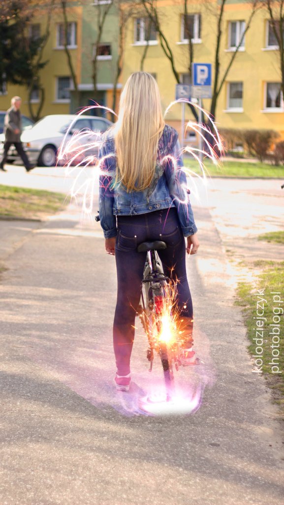 bike on fire and sparklers light