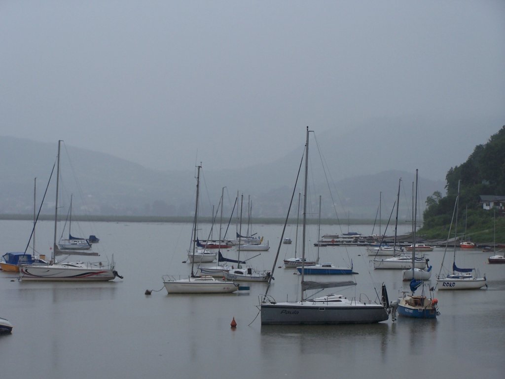 Mglisty poranek nad jeziorem