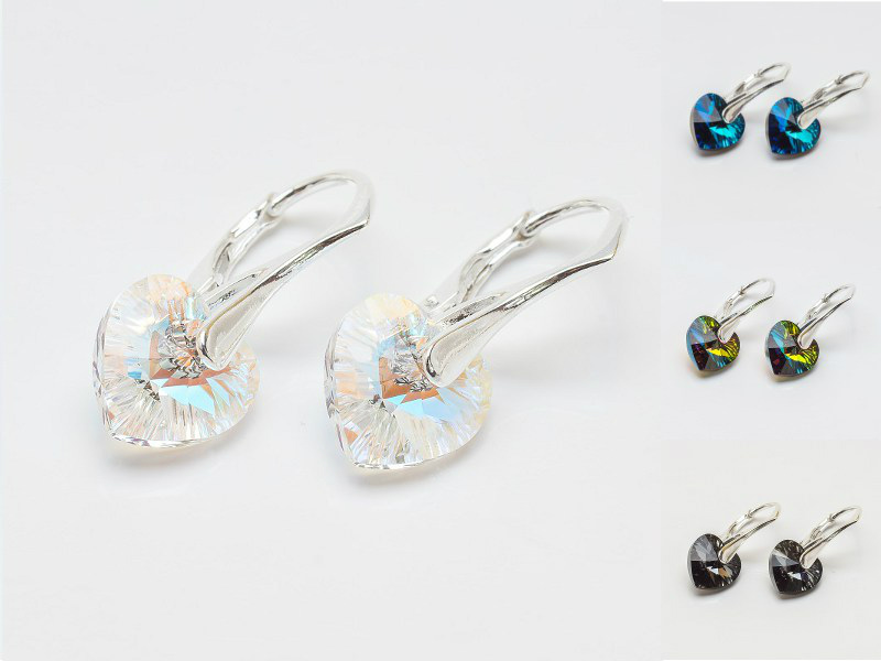 Srebrne kolczyki Swarovski serca