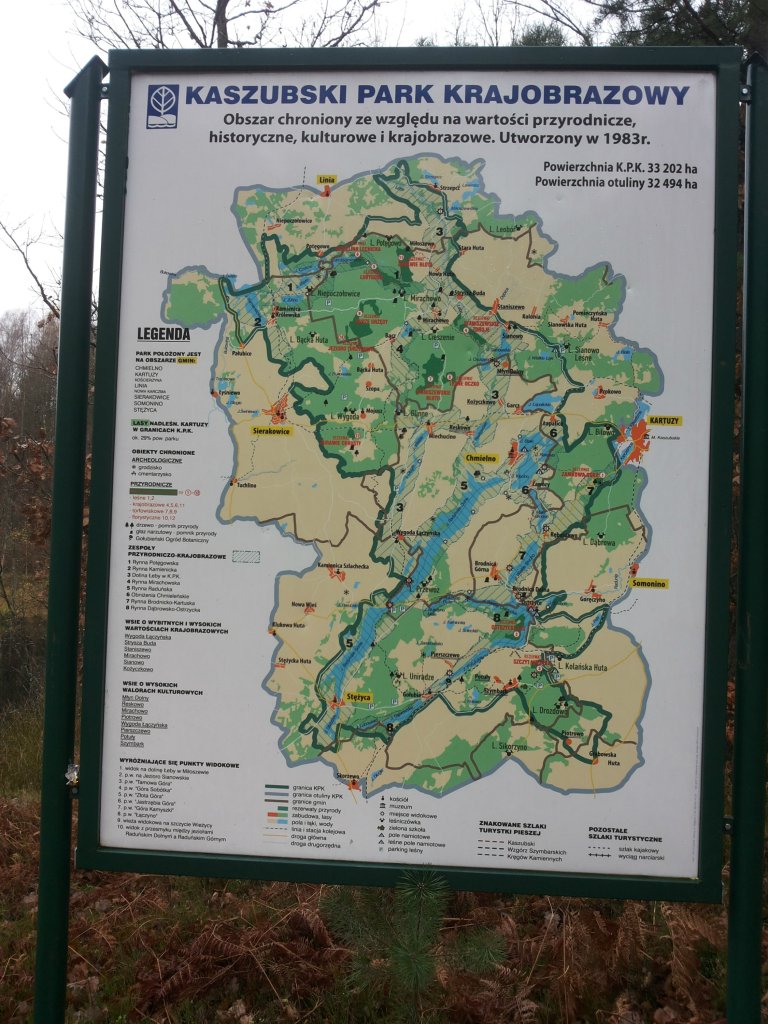 mapa Kaszubski park krajobrazowy