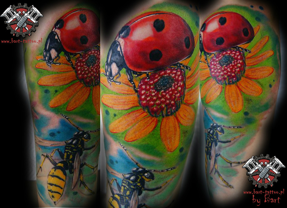 lady bug tattoo by bart pock