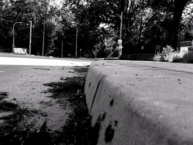 down the street