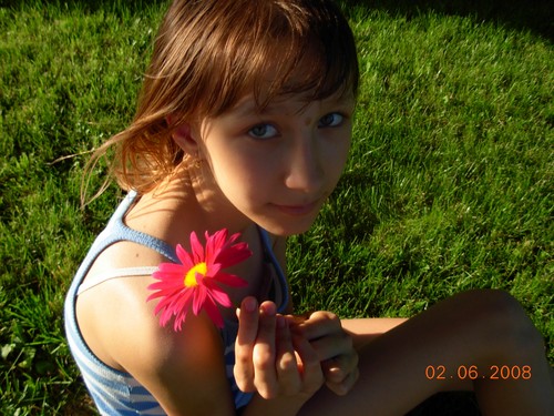 With flower...