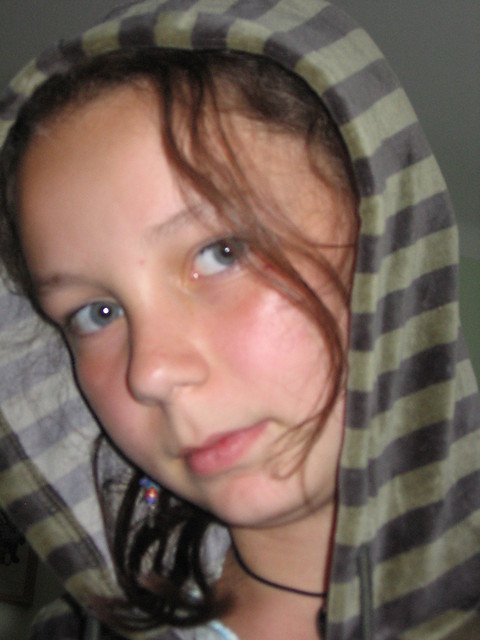 W kapturze ;) hehe ;*