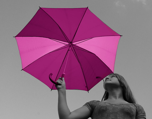 Pink umbrella.