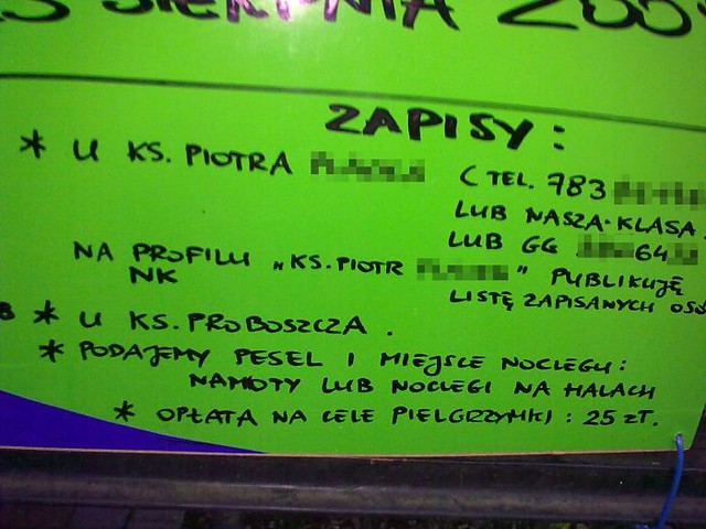Zapisy na pielgrzymk