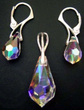 SWAROVSKI~KROPLA KOL 15mm~SREBRO
