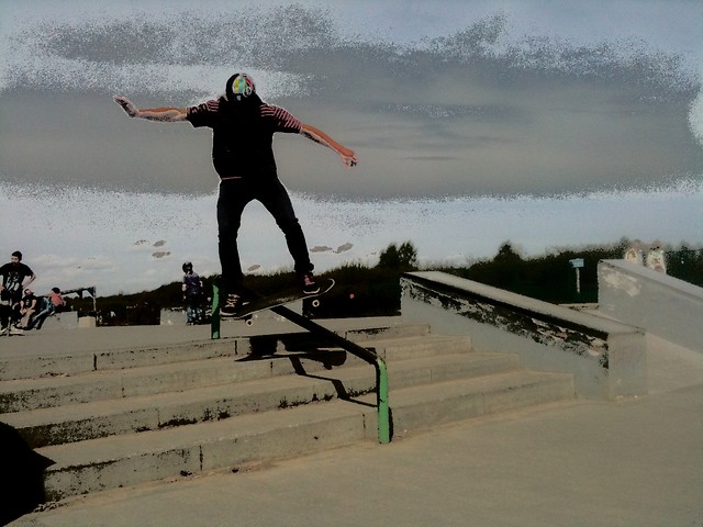 Rail 4 stairs skate plaza
