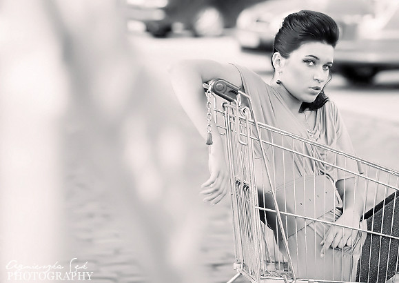 A girl in a trolley