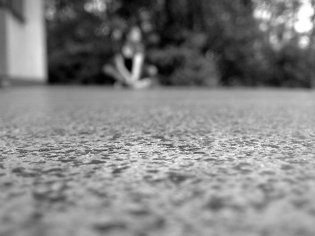 Staring up at a dark, gray sky