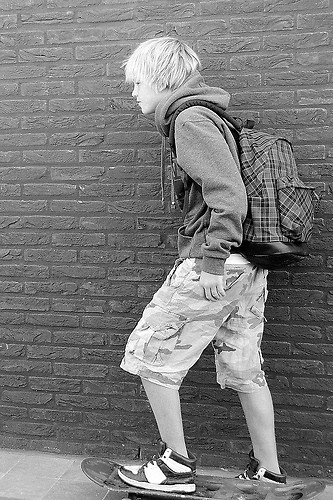 with skateboard 