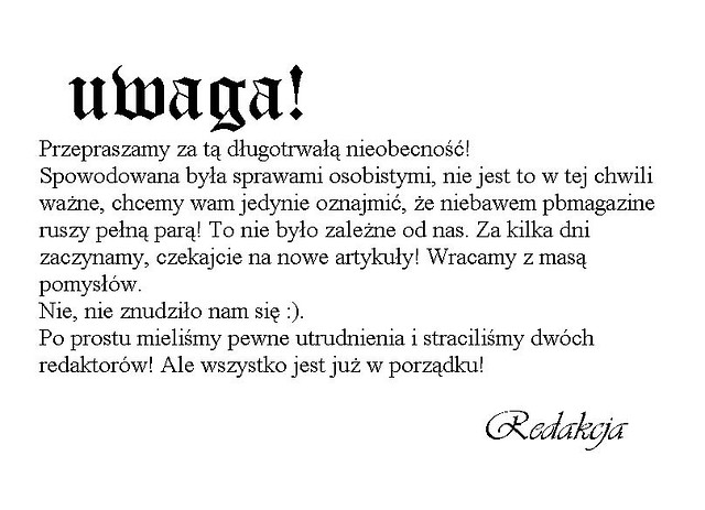 PRZEPRASZAMY!