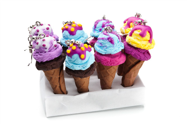 Kolczyki lody z modeliny