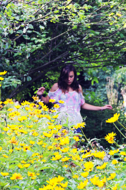 Melody under flowers arbor