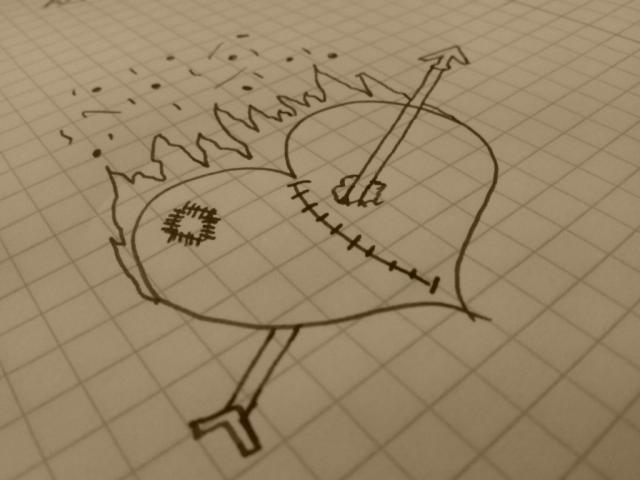 damaged, burning heart ..: D