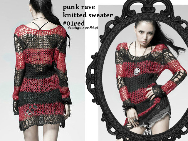 punk rave knitted sweater #01red