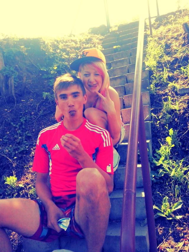 Z Aga :P takie tam na schodach 