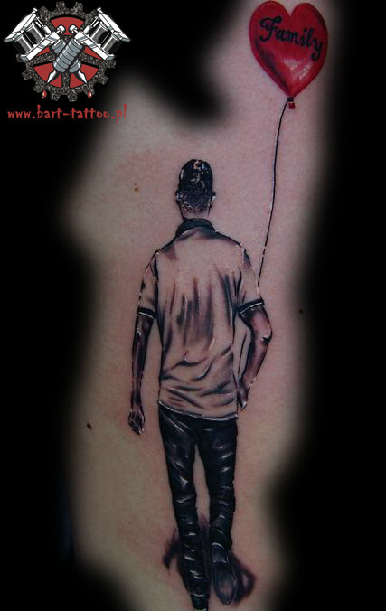 man walking tattoo by bart pock