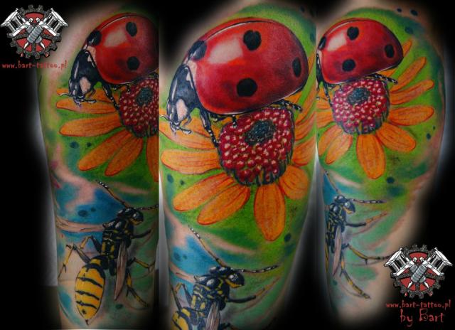 lady bug tattoo by bart pock