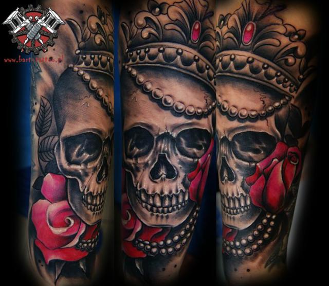 skull rose tattoo bart pock